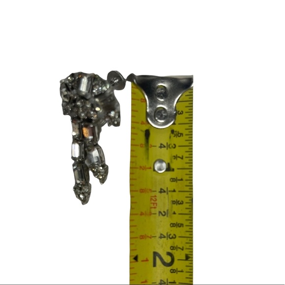 Vintage Mid Century Art Deco Cascading Rhinestone Earrings - Picture 4 of 9